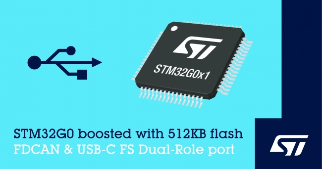 “意法半导体发布新STM32G0微控制器，增加USB-C全速双模端口、CAN
